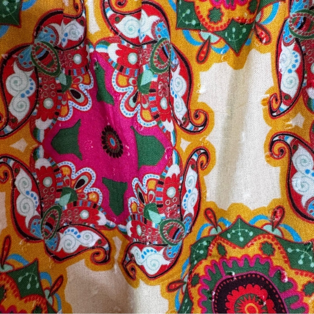 Anthropologie Let Me Be Cotton Abstract Ruffled Tank Top Size 8 - Picture 4 of 11